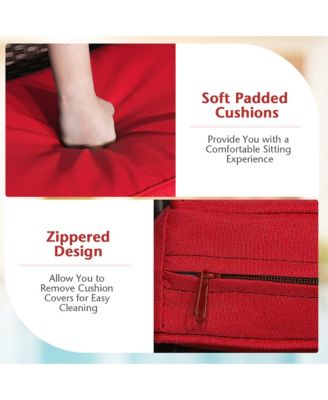 4PCS Patio Furniture Set Rattan Conversation Set W/ Tempered Glass Coffee Table