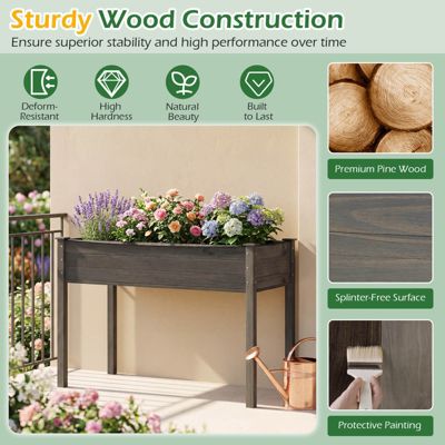 Wooden Raised Vegetable Garden Bed Elevated Grow Vegetable Planter