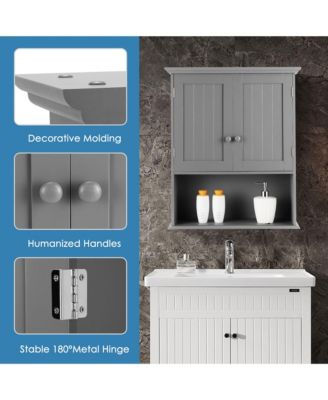 Wall Mount Bathroom Cabinet Storage Organizer Medicine Cabinet with 2-Doors and 1- Shelf Cottage Collection Wall Cabinet