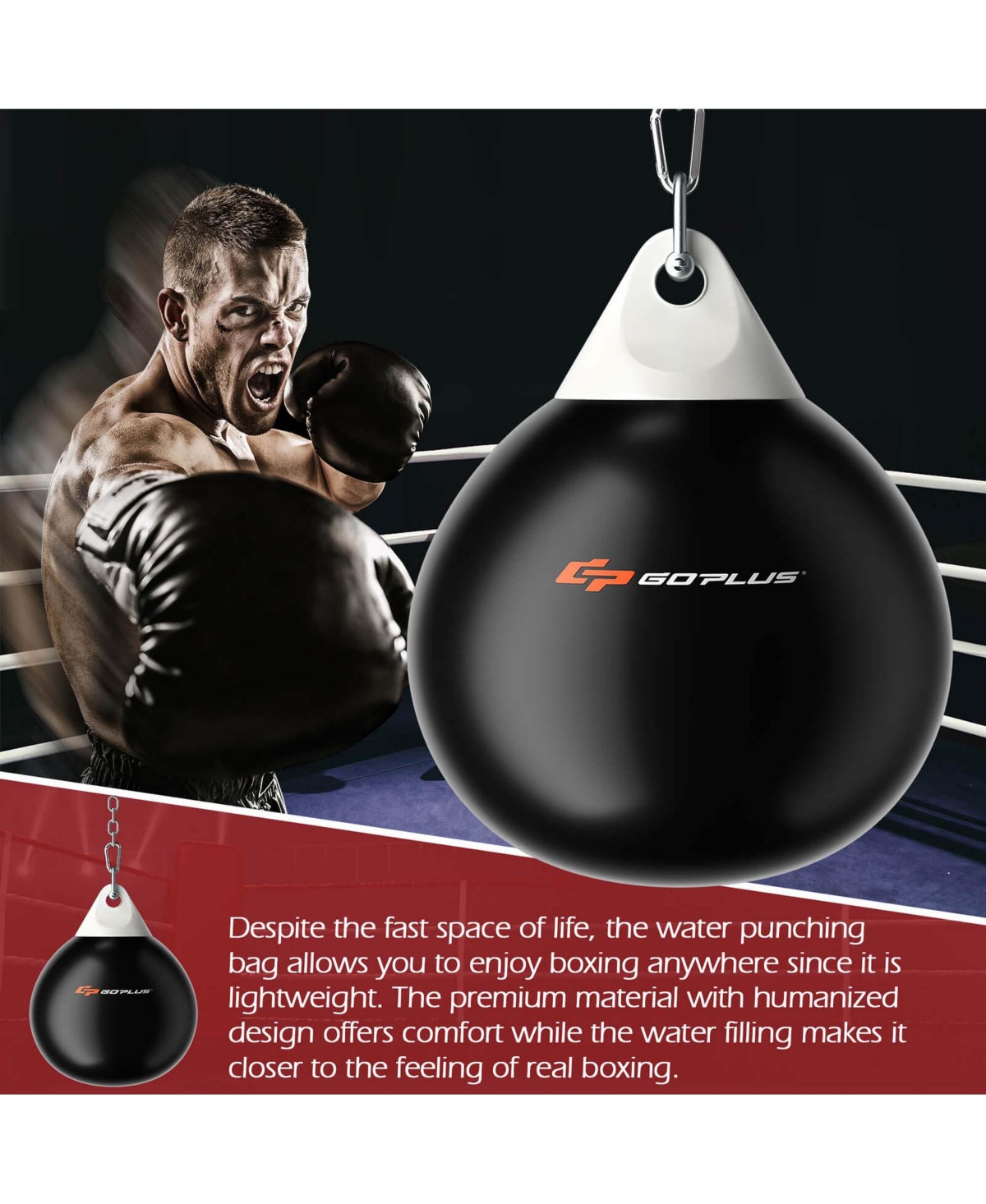Costway Water Punching Bag 180 Pound Heavy Punching Bag with Adjustable Metal Chain
