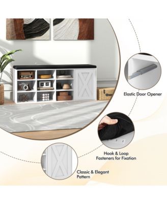 Shoe Bench w/Padded Cushion 9-cube Adjustable Storage Shoe Rack