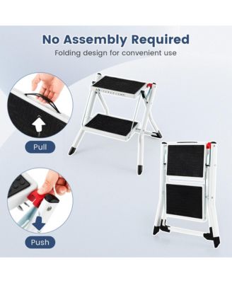 20'' x 19'' x 18''  2 Step Ladder Folding Step Stool 330lbs Capacity with Anti-Slip Pedal & Handle