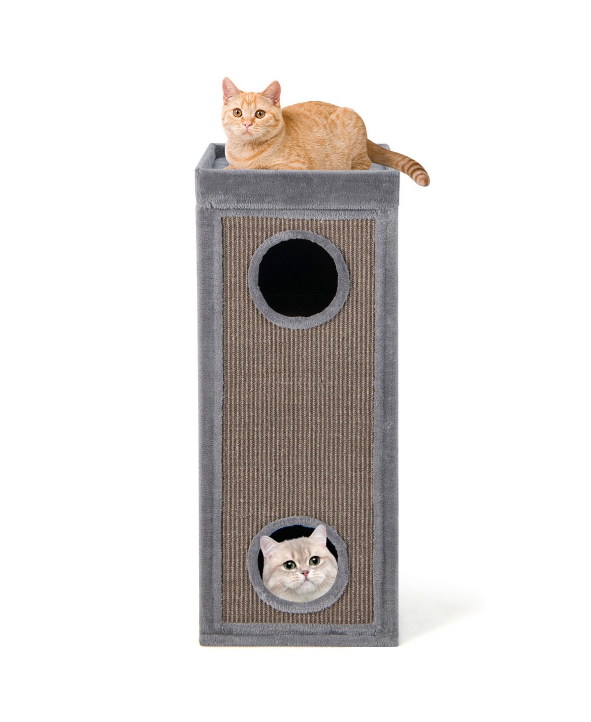 Costway 4-Story Cat House 39'' Cat Condo with Scratching Posts & 4 Soft Plush Cushions