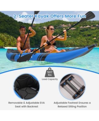 Inflatable Kayak Set Portable 2-person Kayak with Aluminium Oars EVA Padded Seat