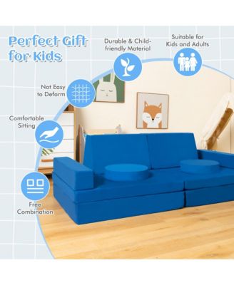 Kids Play Sofa Set Modular Convertible Foam Folding Couch Toddler Playset
