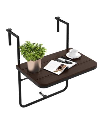 Folding Hanging Table Outdoor Railing Table with 3-Level Adjustable Height