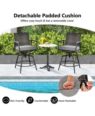 360° Swivel Bar Stool Set of 2 Counter Height Bar Chair with Metal Frame