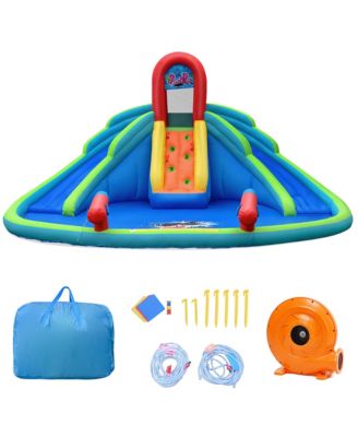 Inflatable Bounce House Water Splash Pool Dual Slide Climbing Wall