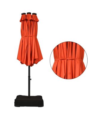 15Ft Patio Double-Sided Solar LED Market Umbrella Crank Base