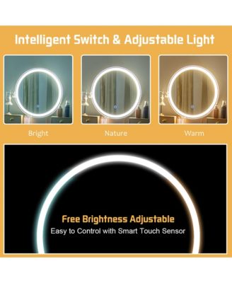 Makeup Vanity Table 3 Color Lighting Modes Jewelry Dressing