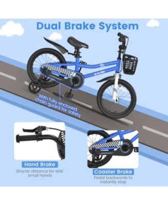 16'' Kid's Bike with Removable Training Wheels & Basket for 4-7 Years Old