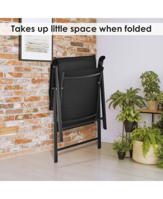 2PCS Patio Folding Dining Chairs Portable Camping Armrest Garden