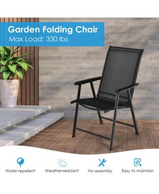 2PCS Patio Folding Dining Chairs Portable Camping Armrest Garden