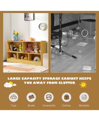 Kids 2-Shelf Bookcase 5-Cube Wood Toy Storage Cabinet Organizer