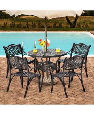 36'' Patio Round Dining Bistro Table Cast W/2'' Umbrella Hole