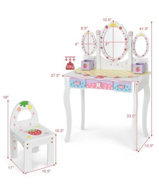 Kids Vanity Princess Makeup Dressing Table Chair Set