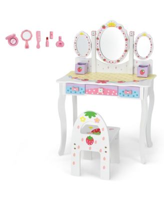 Kids Vanity Princess Makeup Dressing Table Chair Set