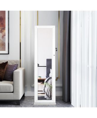 Mirrored Jewelry Cabinet Lockable Standing Storage Organizer W/ Shelf