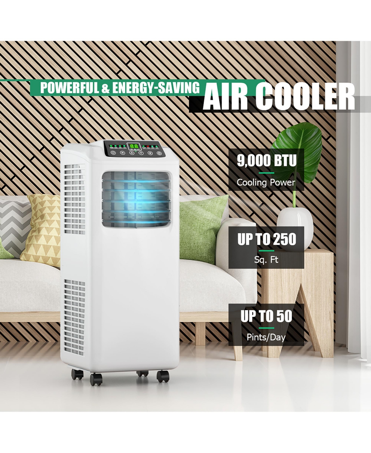 9,000 Btu Portable Air Conditioner & Dehumidifier Function Remote w/ Window Kit