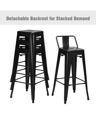 Set of 4 Metal Bar Stools 30'' Bar Height Barstools Industrial