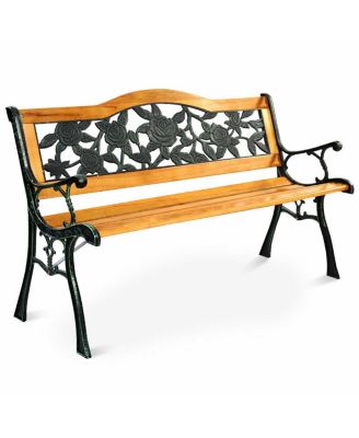 Park Garden Bench Porch Path Chair Furniture Cast Iron Hardwood