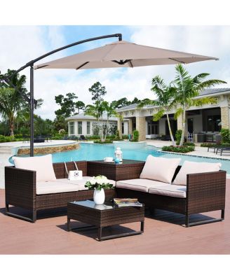 10' Hanging Umbrella Patio Sun Shade Offset Outdoor Market W/t Cross Base