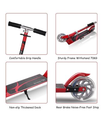 Folding Aluminum 2 Wheel Kids Kick Scooter Adjustable Height LED Light Up