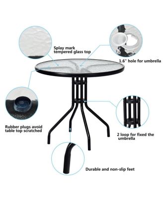32''Outdoor Patio Round Table Tempered Glass Top