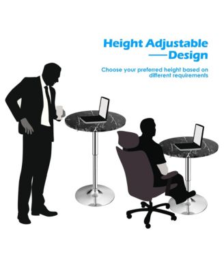 Round Bistro Bar Table Height Adjustable 360-degree Swivel