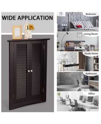 Storage Cabinet Freestanding Floor Cabinet Bathroom w/ Shutter Door
