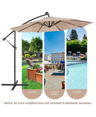 10FT Cantilever Solar Powered 32LED Lighted Patio Offset Umbrella Outdoor