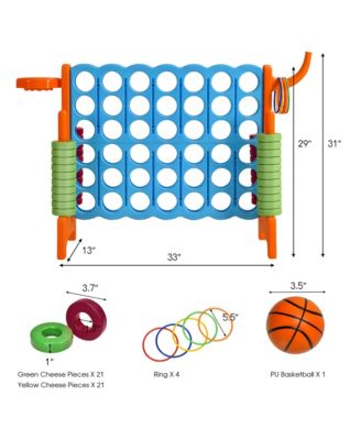 4-in-A Row Giant Game Set w/Basketball Hoop for Family