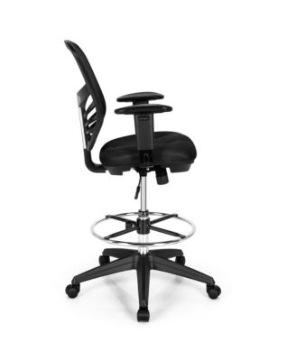 Mesh Drafting Chair Office Chair w/Adjustable Armrests & Foot-Ring