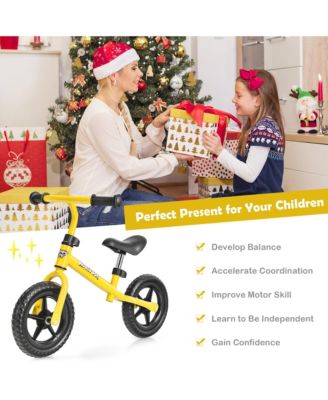 Kids Balance Bike No Pedal Training Bicycle w/ Adjustable Handlebar and Seat