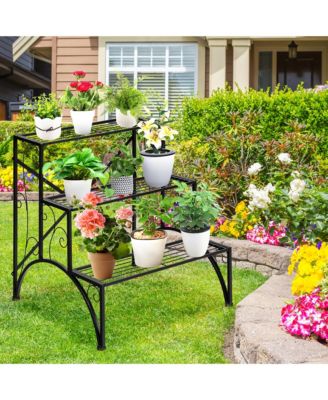 Plant Rack 3-Tier Metal Plant Stand Garden Shelf Stair Style