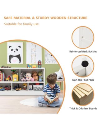 Kids 2-Shelf Bookcase 5-Cube Wood Toy Storage Cabinet Organizer