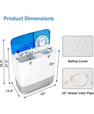 Portable Twin Tub Washing Machine Washer(13.2lbs) & Spinner (8.8lbs)
