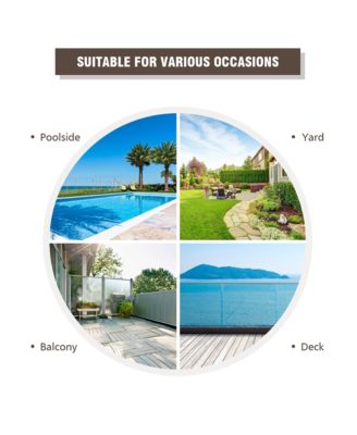 3PCS Patio Rattan Furniture Set Cushioned Sofa Glass Tabletop Deck