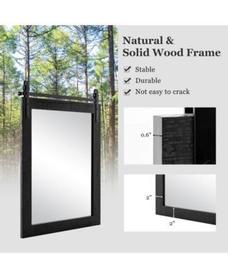 30''x22'' Wall Mount Mirror Decor Vanity Mirror Wood Frame Barn Door Style