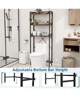 3-Tier Over-The-Toilet Bathroom Shelf Metal Frame Space Saver Rack with 4 Hooks