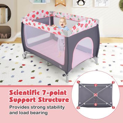 Girls 3 in 1 Playard Portable Nursery Center w/ Zippered Door Mint