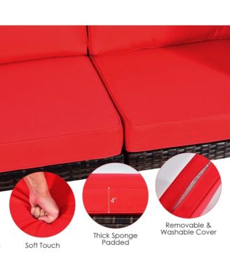 7 PCS Patio Furniture Set with 50,000 BTU Fire Pit Table Wicker Sofa Set with Cushions