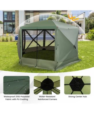 6-Sided Pop-Up Screen House Tent with 2 Wind Panels for Camping, 1.5 x 11.5 FT