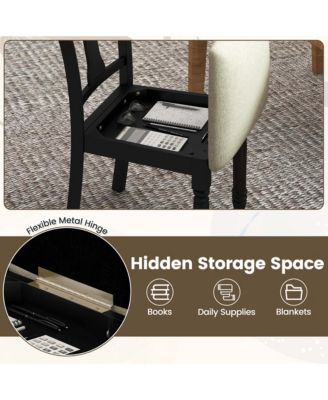 2 PCS Wood Chair Antique Upholstered Chair with Storage Space