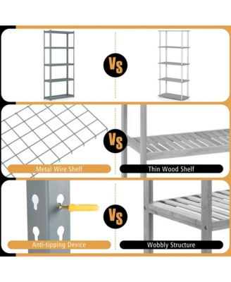 4 PCS 5-Tier Heavy Duty Storage Shelf Storage Utility Rack Shelf with Anti-tipping Device
