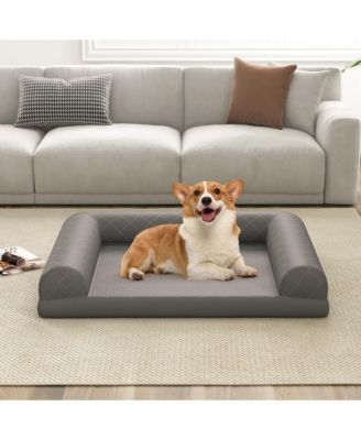 Orthopedic Dog Bed Medium Small Dogs with 3-Side Bolster Non-Slip Bottom Zippers
