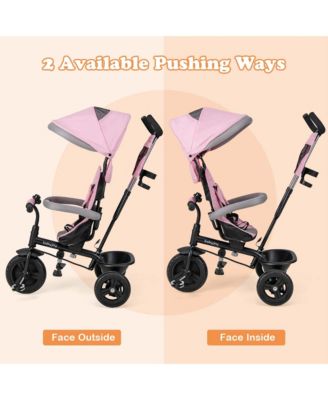 Toddler 4-in-1 Multifunctional Tricycle Trike with Removable Canopy & Push Handle