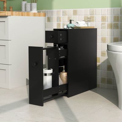Bathroom Floor Cabinet Toilet Narrow Storage Organizer with Flip Top