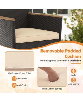 5 PCS Patio Dining Table Set for 4 Rattan Conversation Set with Umbrella Hole