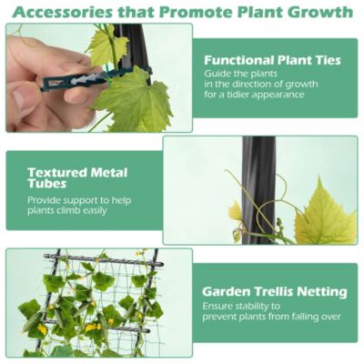 74" Garden Cucumber Trellis for Plant Climbing with PE-Coated Frame, Trellis Net